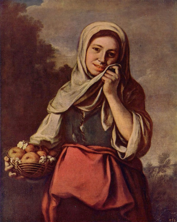A woman with fruit by Bartolome Esteban Murillo